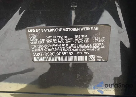 2020 BMW X3 M40I z USA, uszkodzony, nr VIN 5UXTY9C00L9D65253